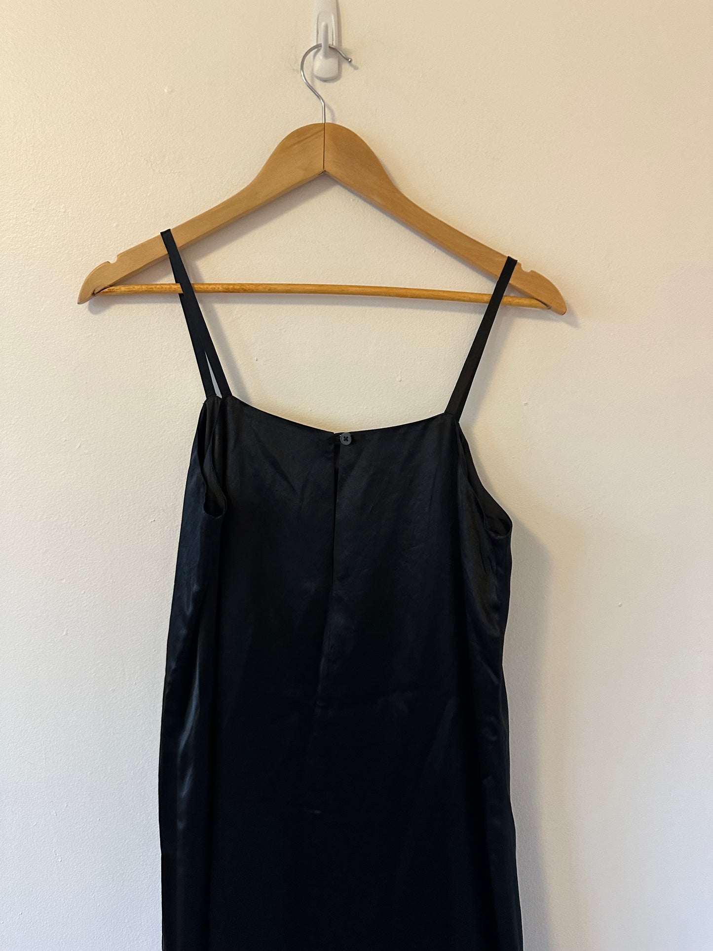 NWT Everlane The Satin Square Neck Black Slip Dress | Size 2
