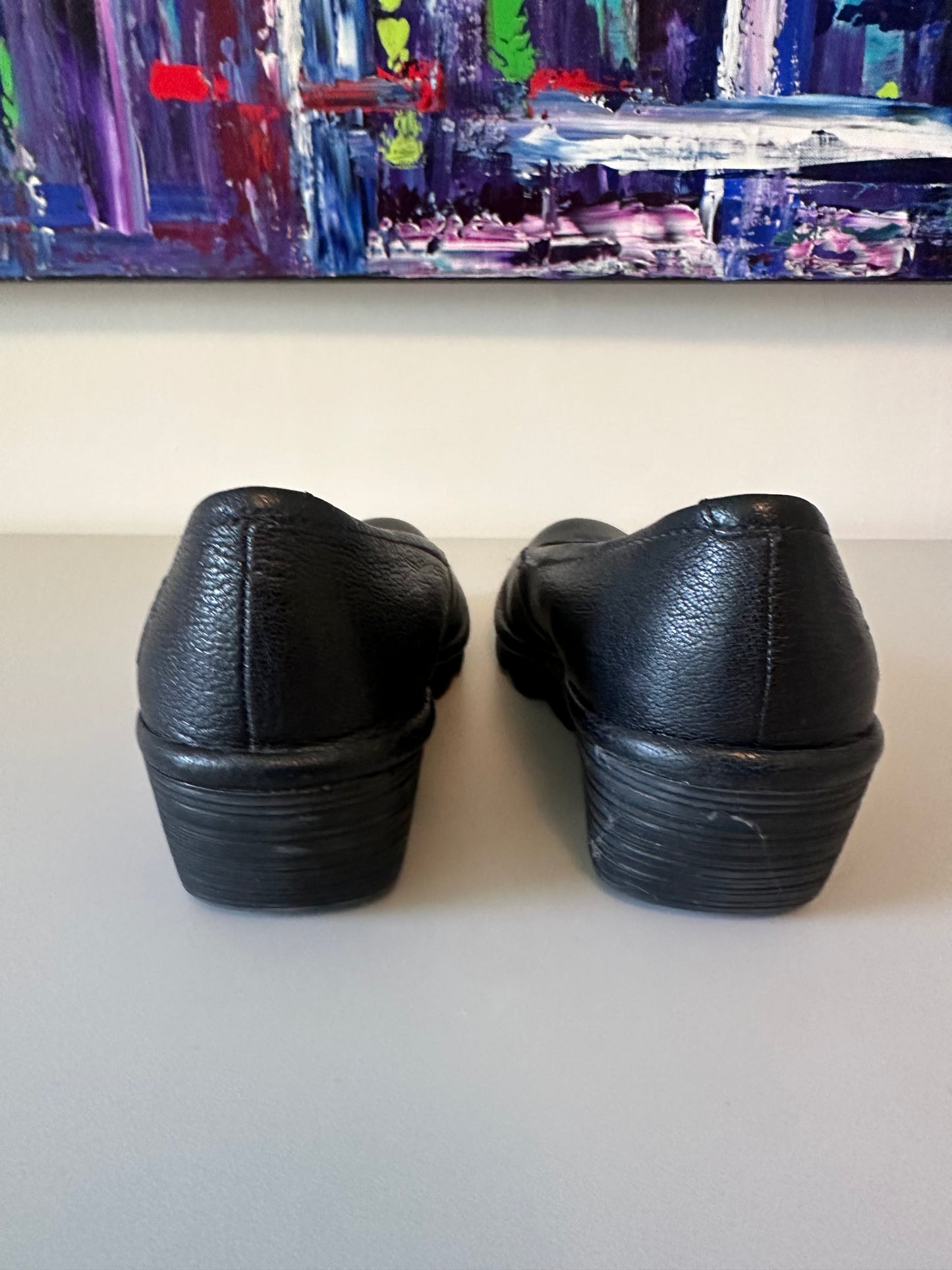 Fly London Black Leather Slip On Pump Wedge Shoes | Size 38