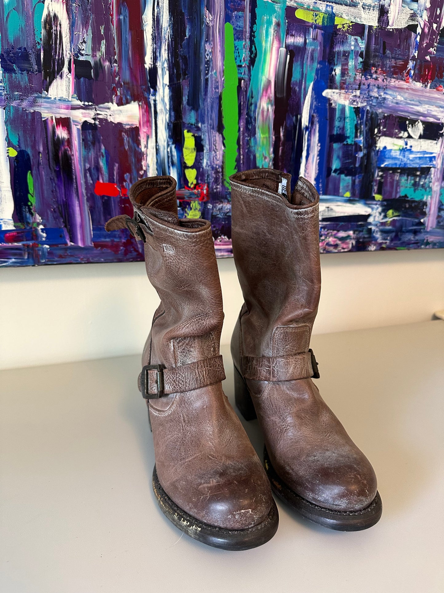 Frye Veronica Brown Distressed Heeled Boots | Size 8