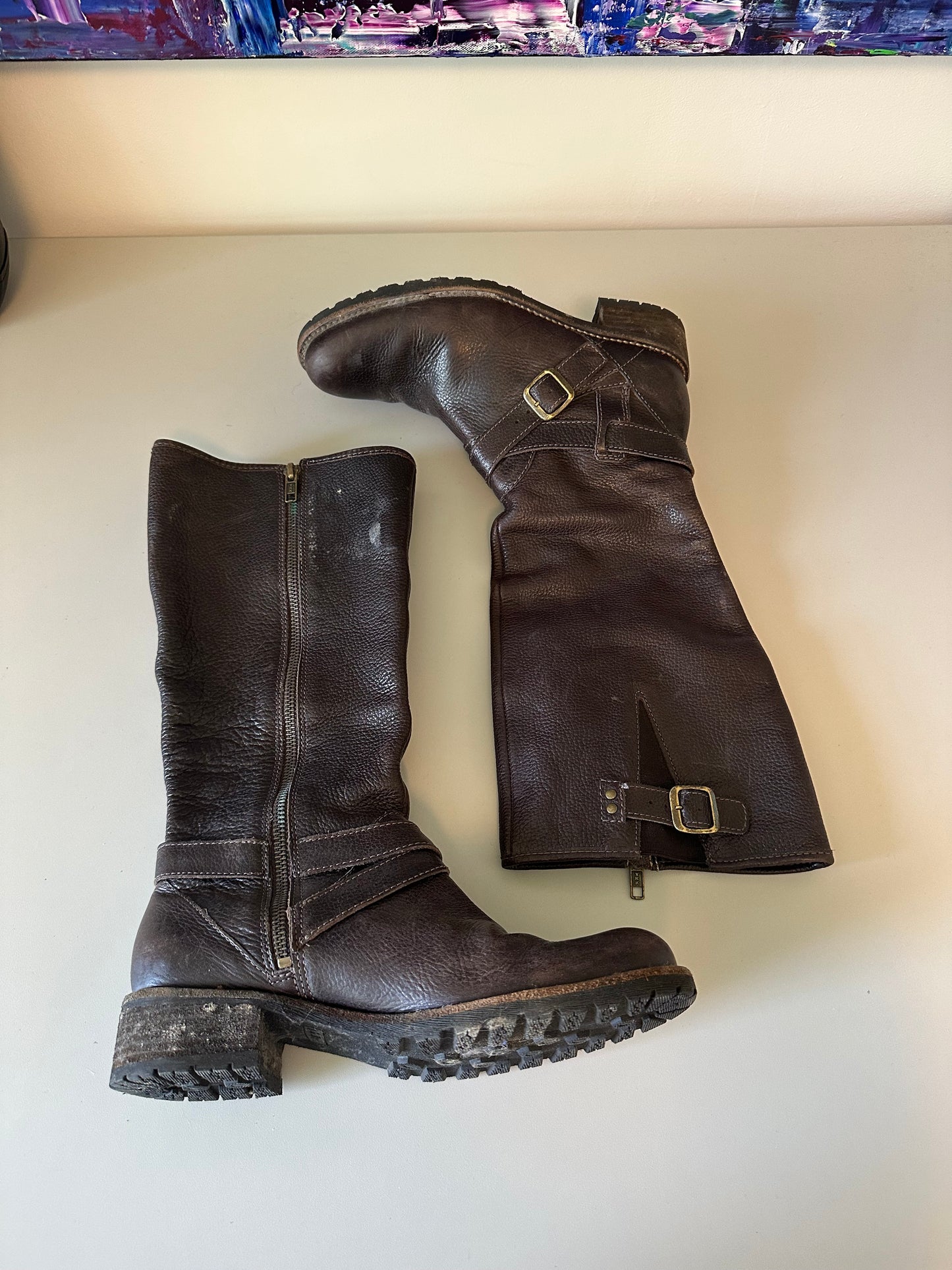 L. L. Bean Tall Brown Leather Zip Up Boots | Size 7.5