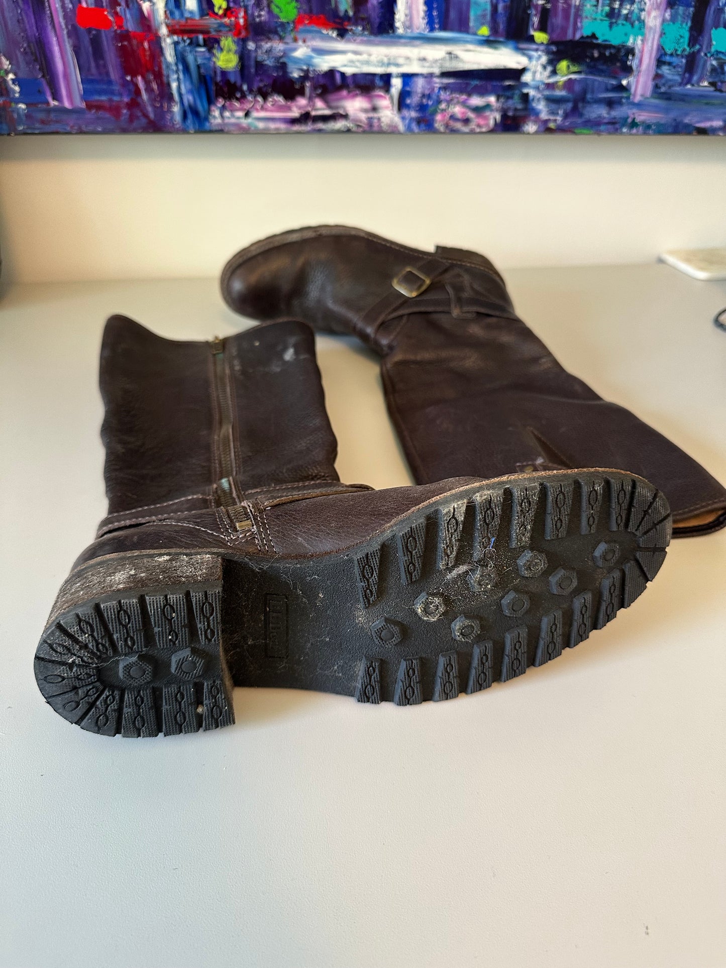 L. L. Bean Tall Brown Leather Zip Up Boots | Size 7.5