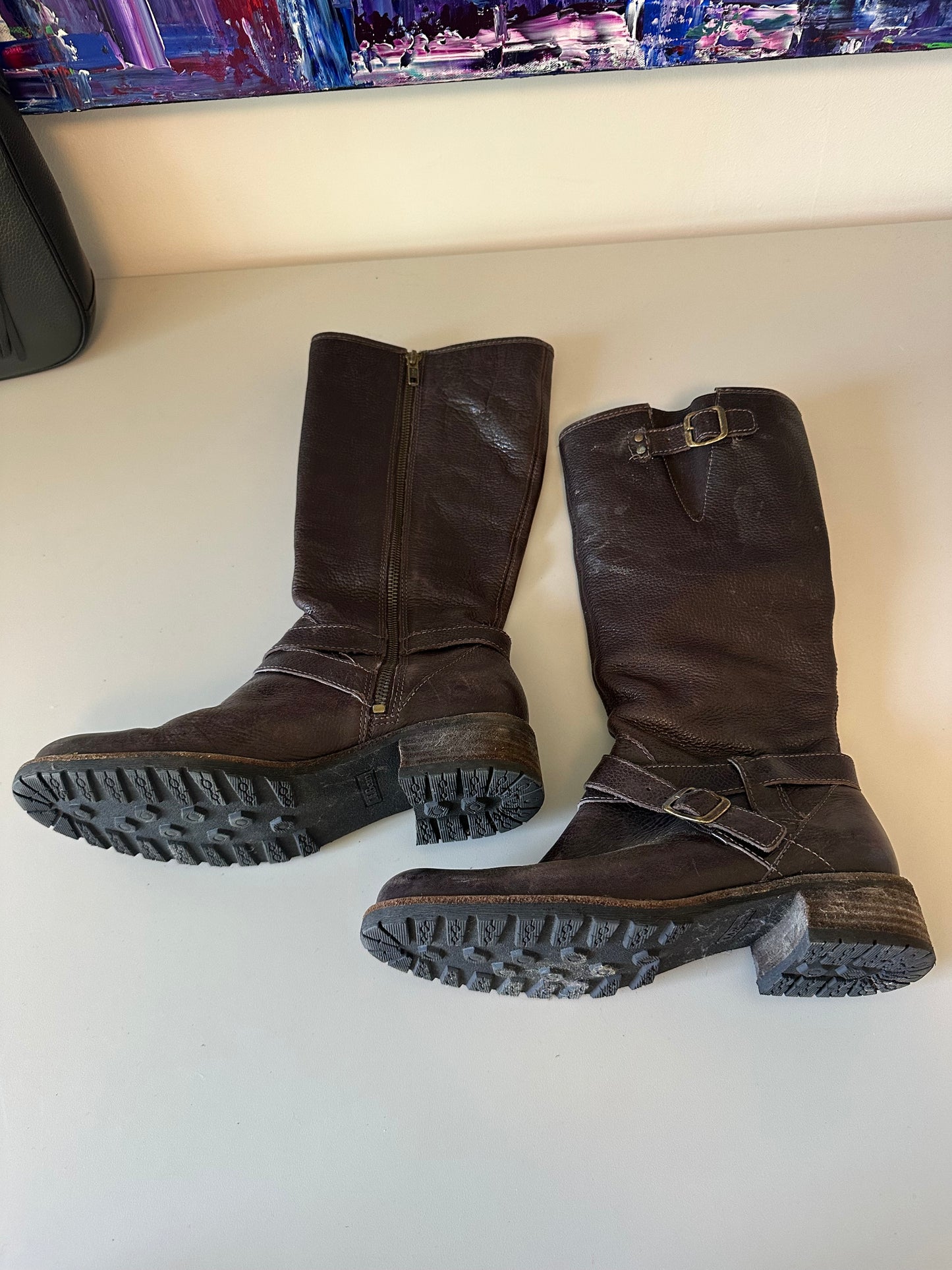 L. L. Bean Tall Brown Leather Zip Up Boots | Size 7.5