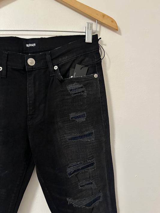 NWT Hudson Nico Distressed Black Skinny Jeans | Size 27