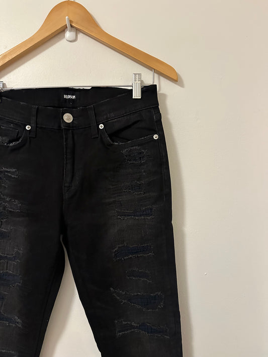 NWT Hudson Nico Distressed Black Skinny Jeans | Size 28