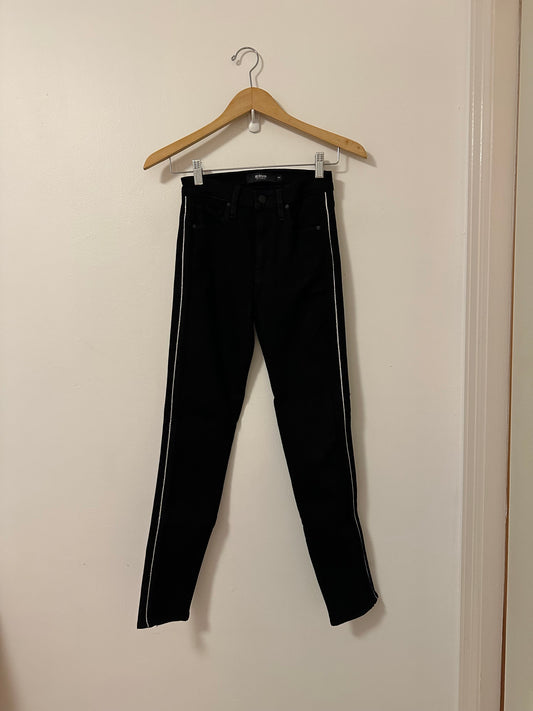 NWT Hudson Holly Mid Rise Black Jeans With Silver Metallic Stripe | Size 24