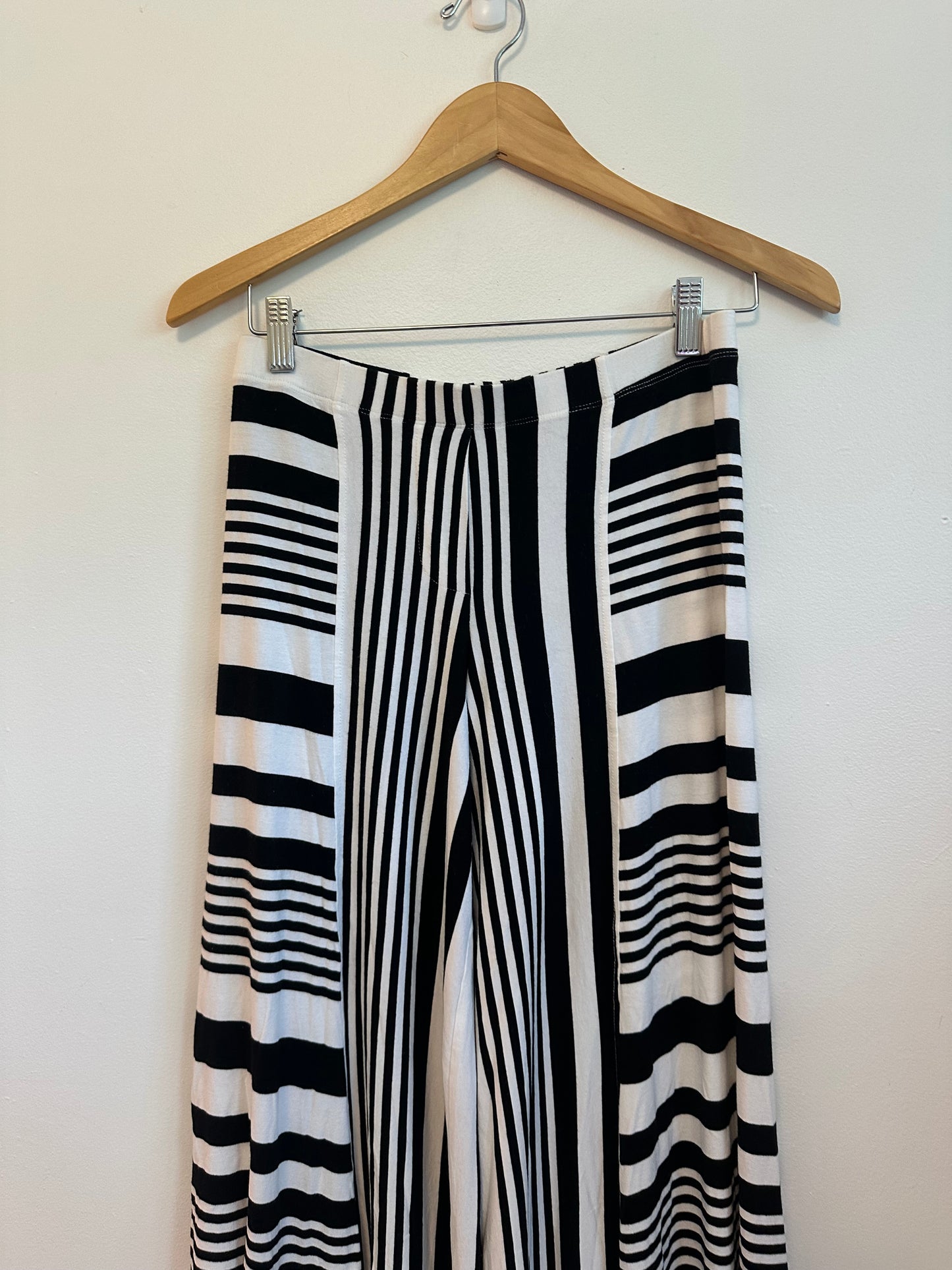 Alembika Black and White Stripe Pull On Trousers | Size Medium