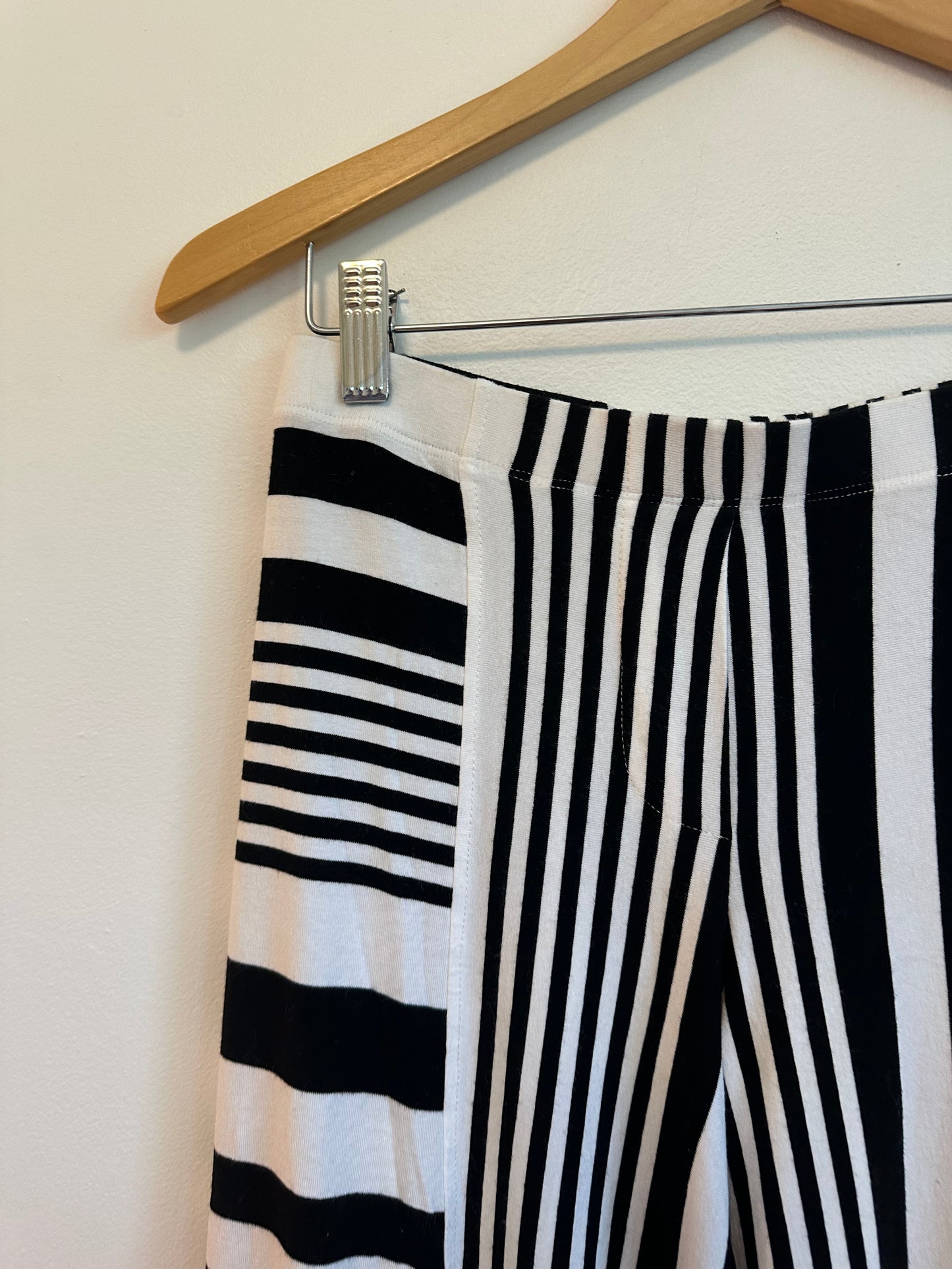 Alembika Black and White Stripe Pull On Trousers | Size Medium