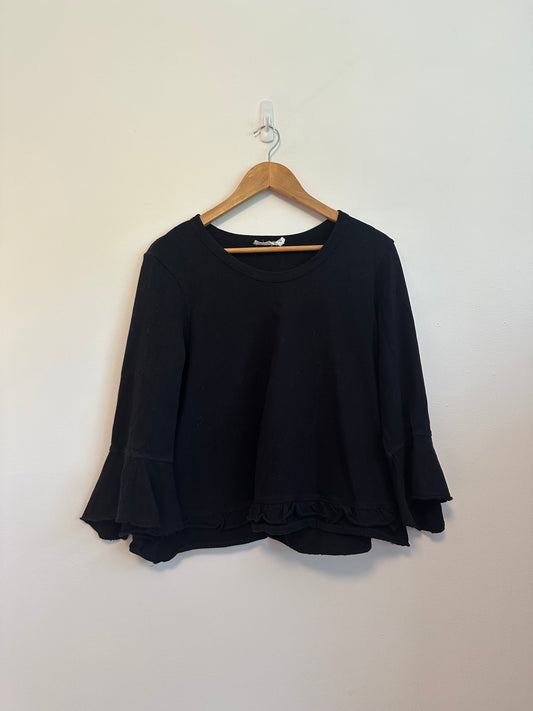 Wilt Bell Sleeve Black Sweatshirt | Size Medium