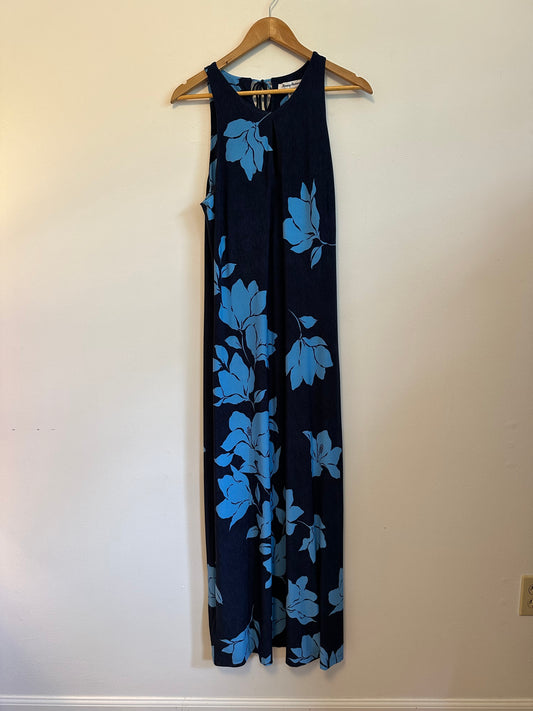 Tommy Bahama Navy Blue Floral Sleeveless Maxi Dress | Size Medium