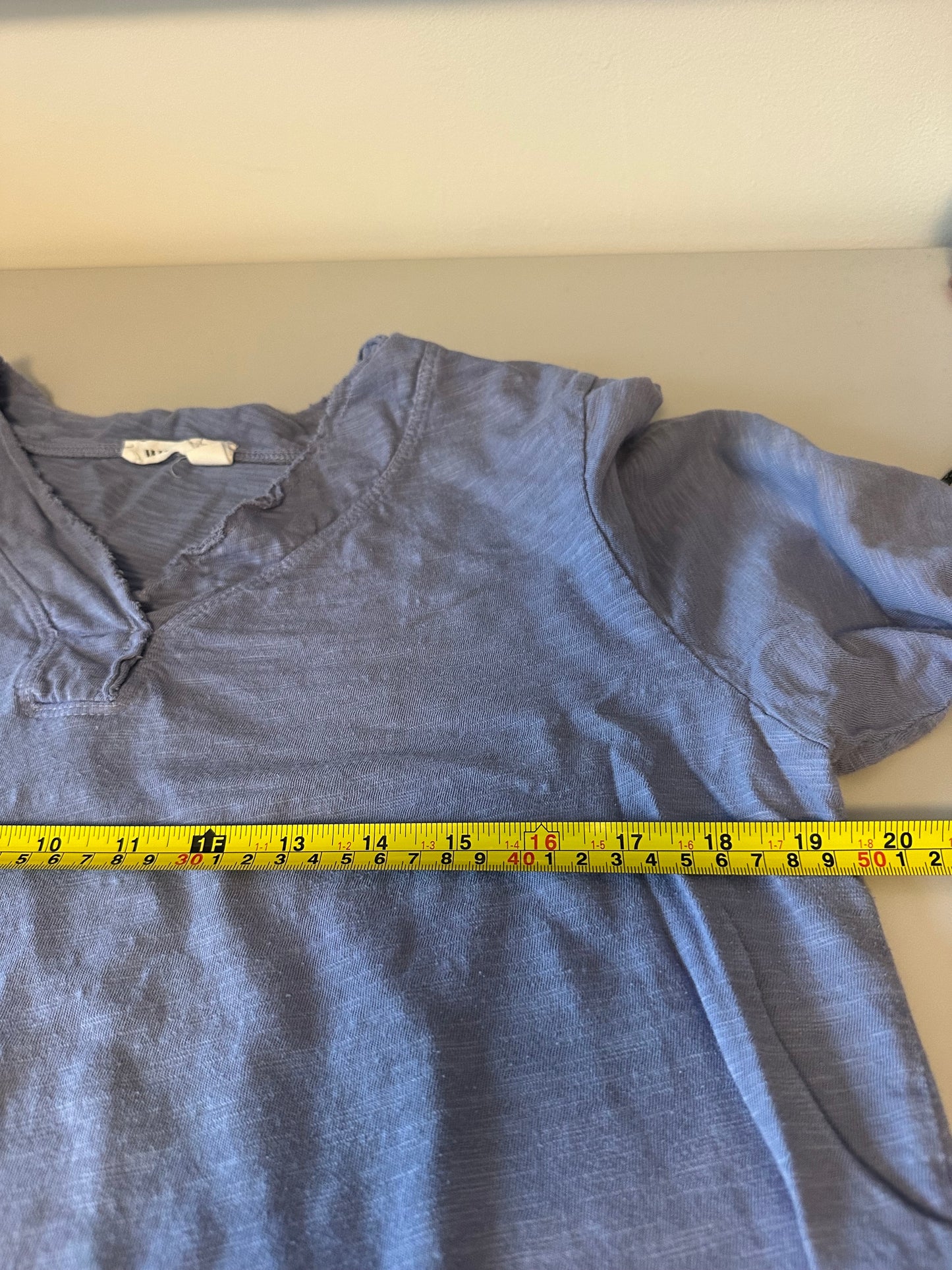 Wilt Cotton Split Neck Long Sleeve T-Shirt in Periwinkle Purple | Size Large