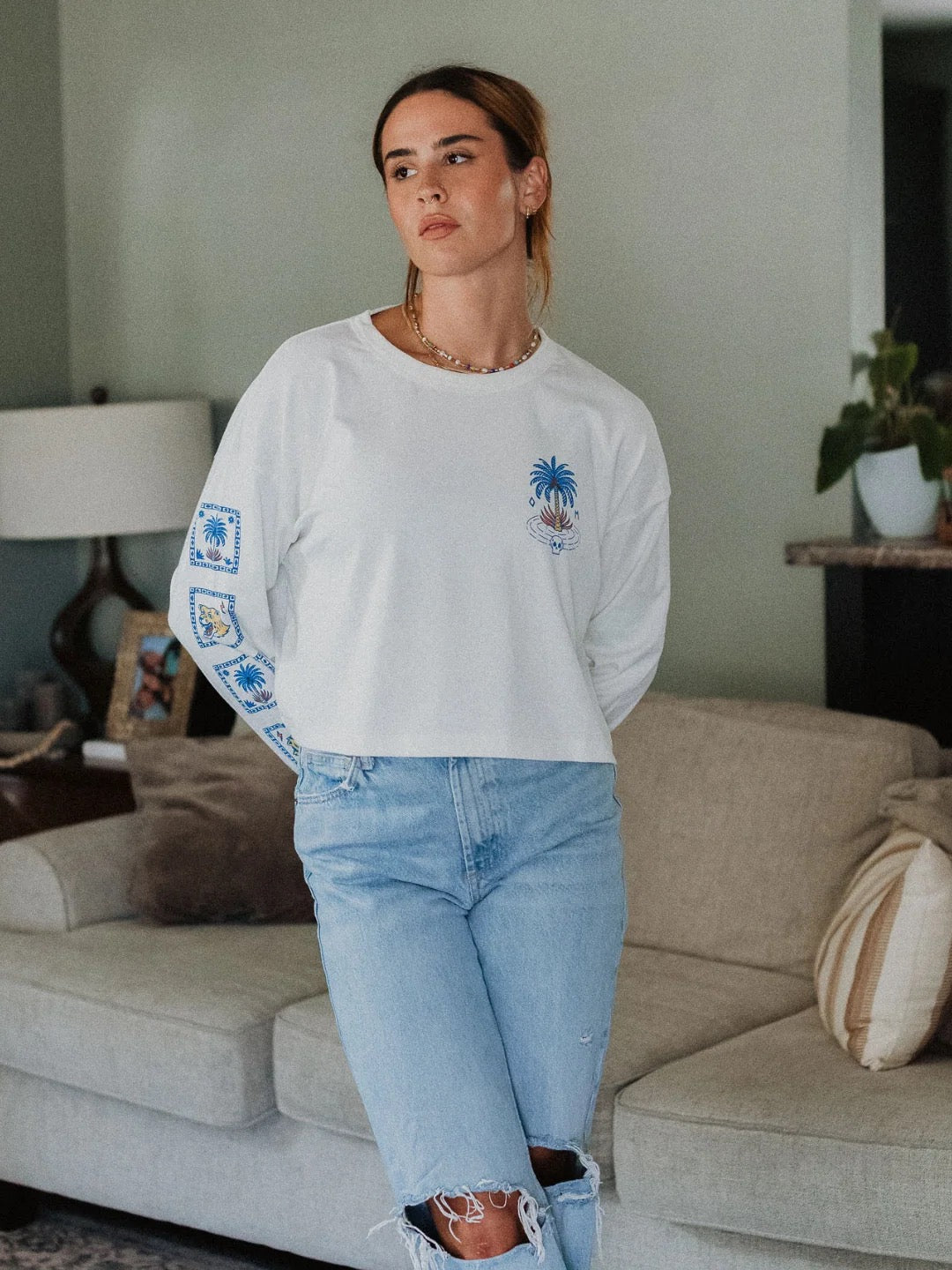 Occupied Mind Small Talk Survivor Graphic Cropped Long Sleeve Tee | Size XL