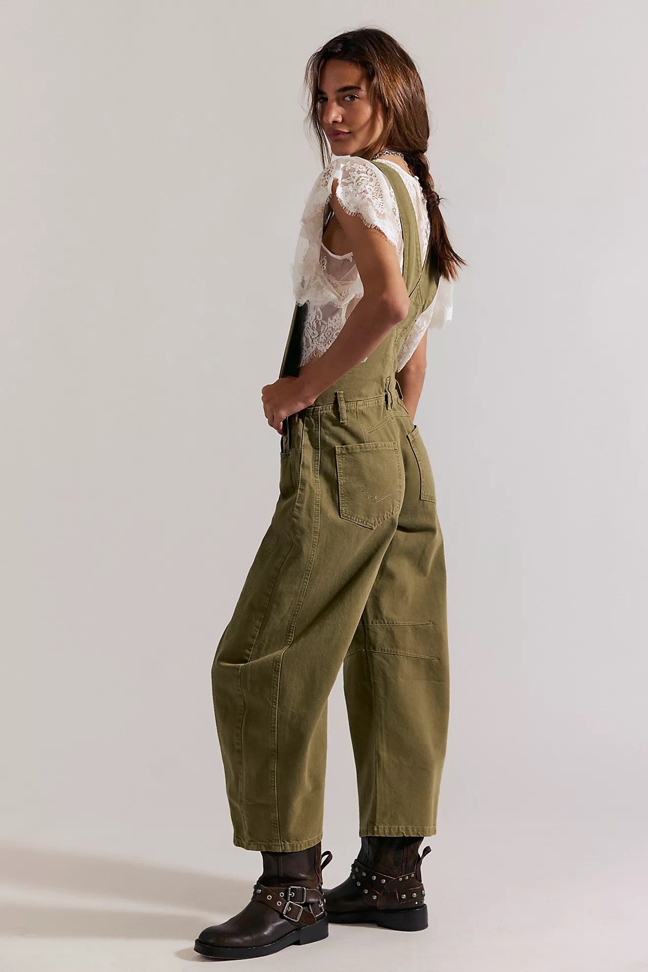 We The Free Good Luck Barrel Overalls in Weeping Willow | Size Small