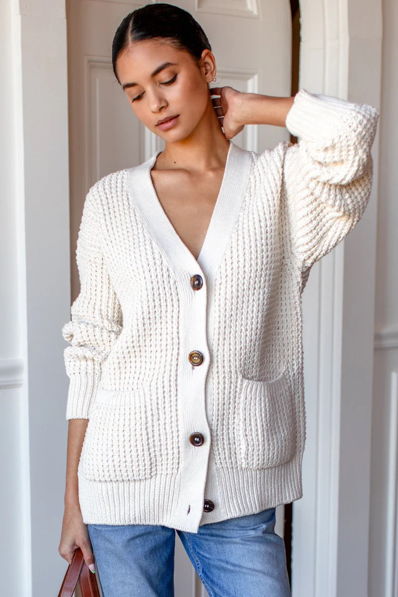 NWT Emerson Fry Cozy Cotton Cardigan in Ivory | Size Medium