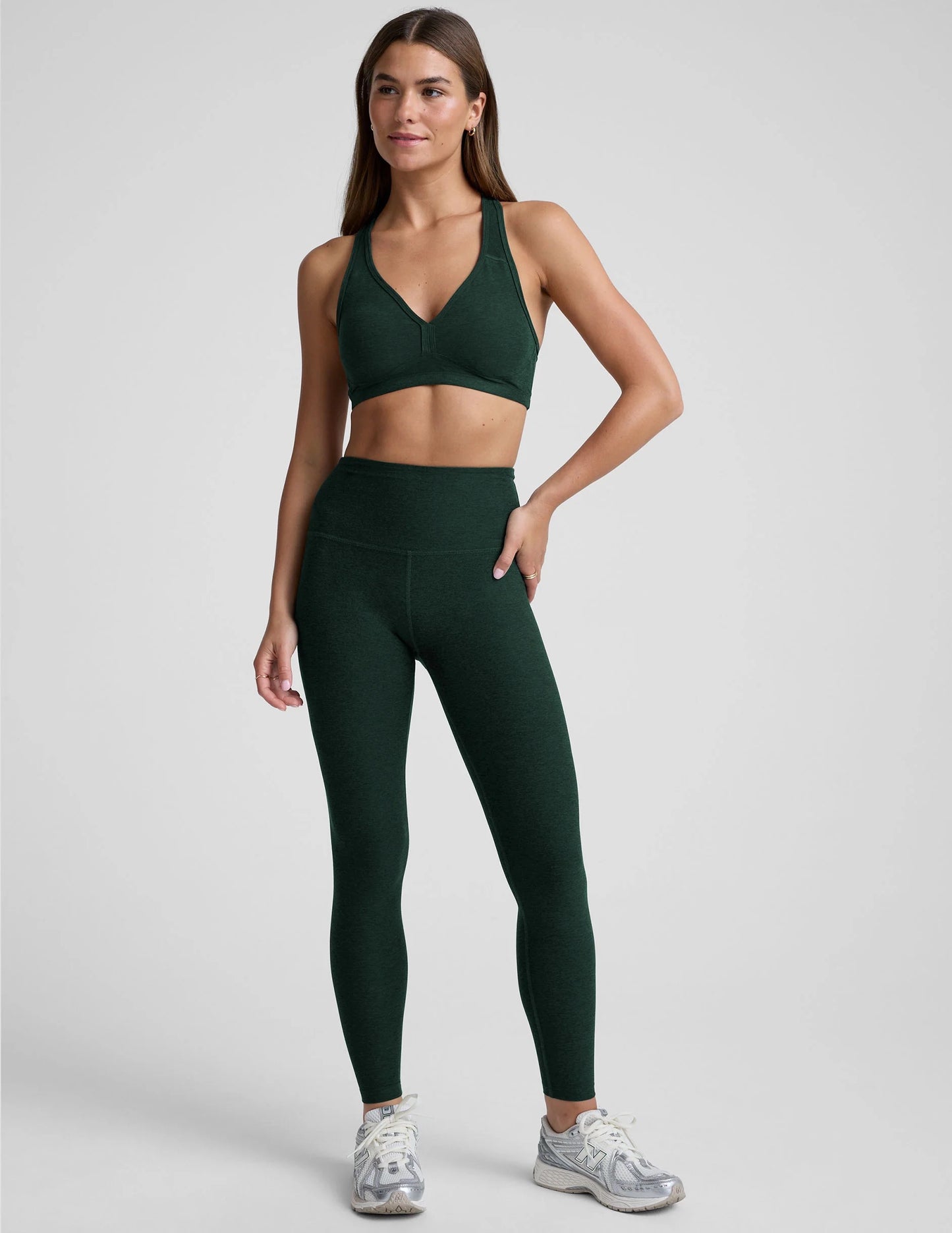 Beyond Yoga Spacedye Vitalize Leggings in Dark Spruce Green Heather | Size Small