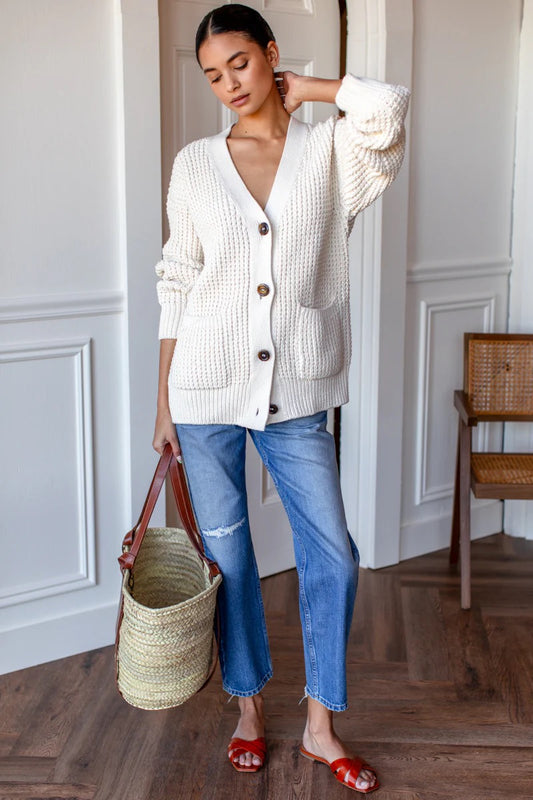NWT Emerson Fry Cozy Cotton Cardigan in Ivory | Size Medium