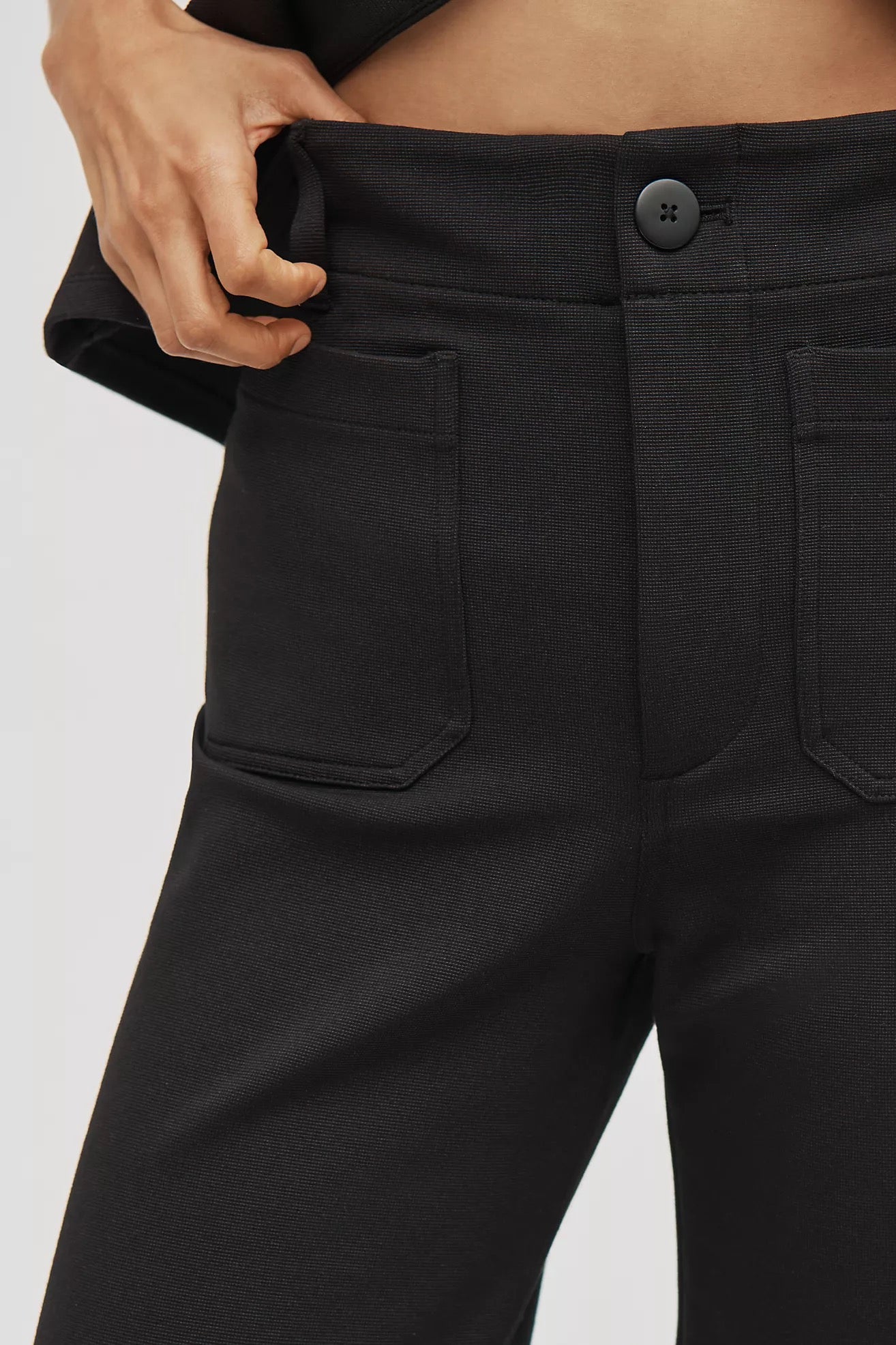 Maeve Colette Knit High-Rise Wide-Leg Cropped Pants in Black | Size 28