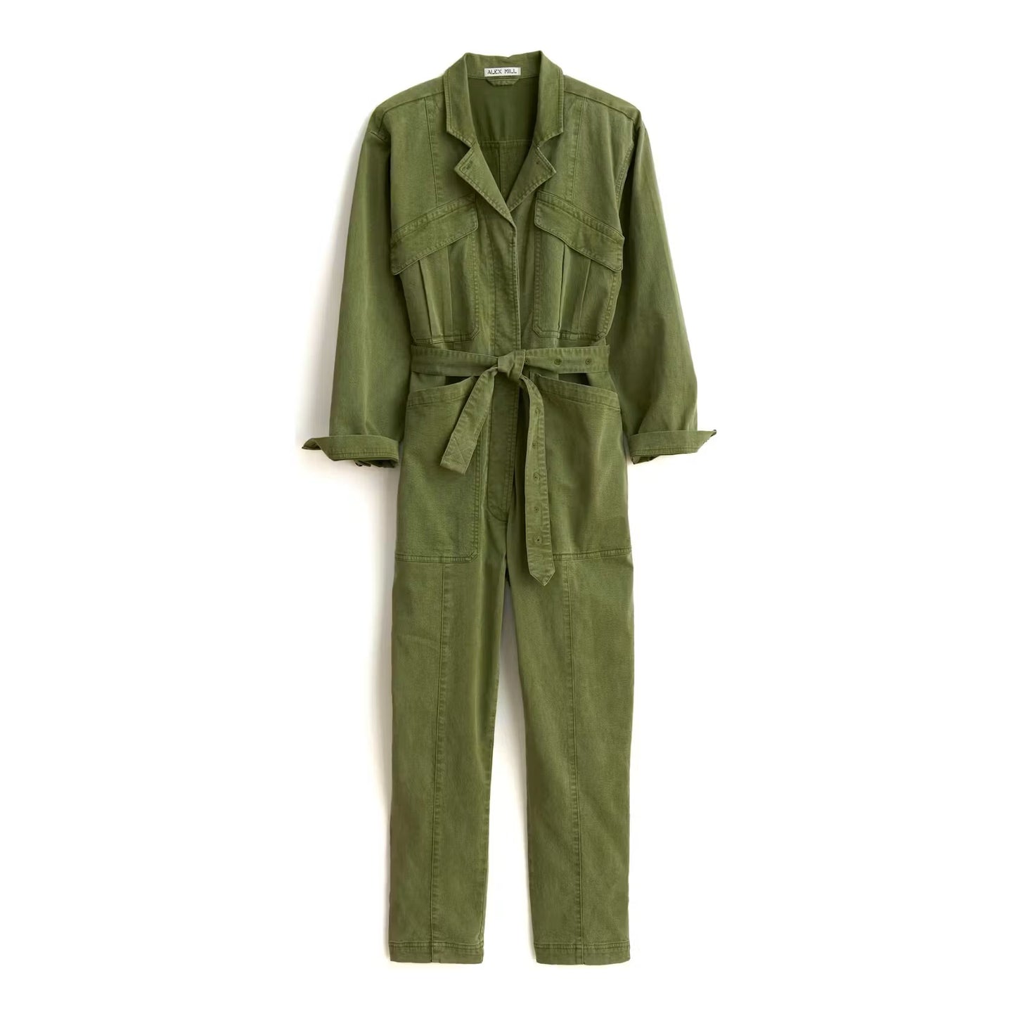 Alex Mill Expedition Jumpsuit in Olive Green Washed Twill | Size Small