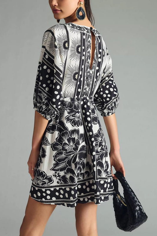 NWT Farm Rio x Anthropologie Puff-Sleeve Mini Dress | Size XS Petite