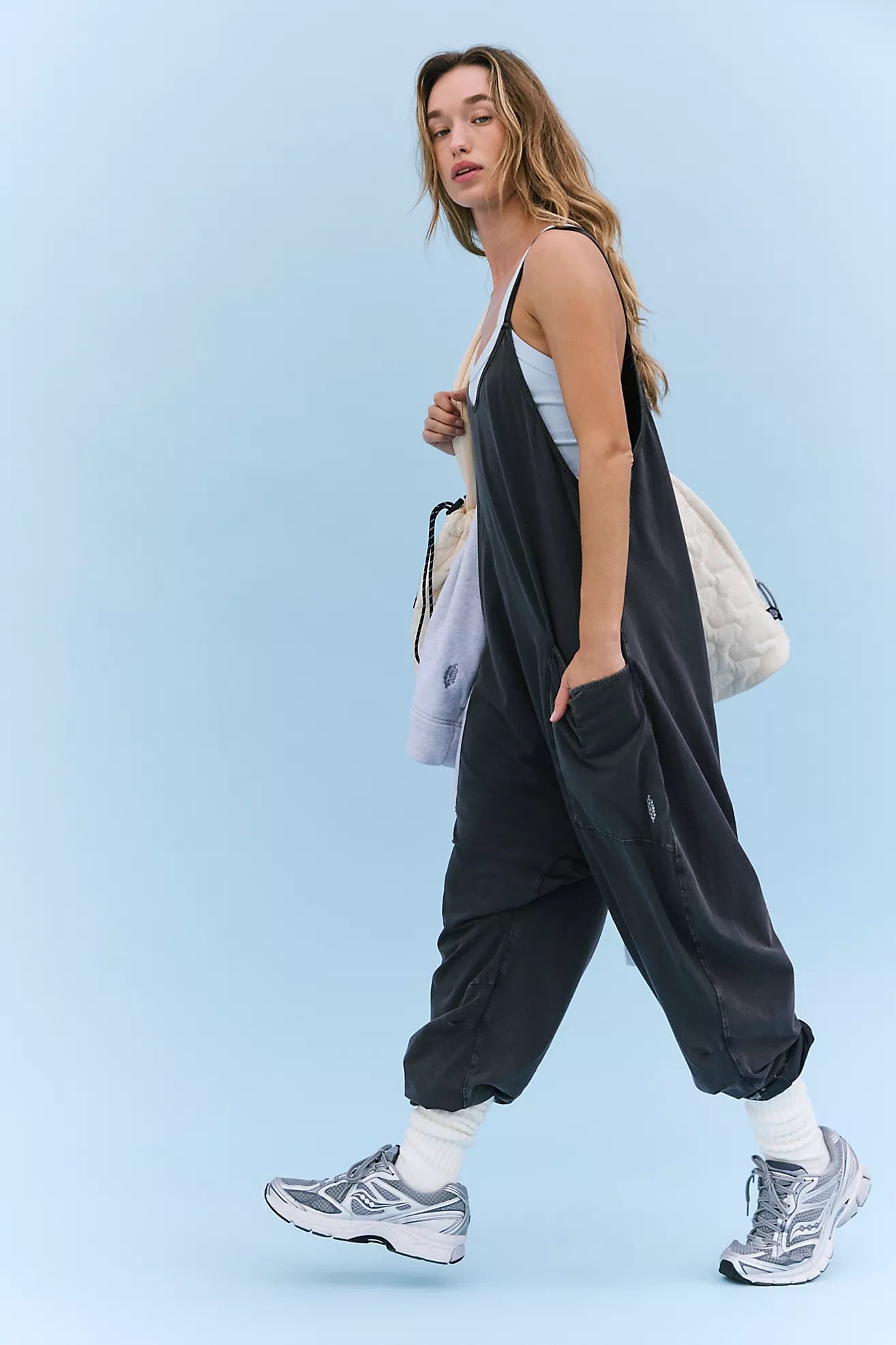 FP Movement x Free People Hot Shot Jumpsuit in Washed Charcoal | SIze Large