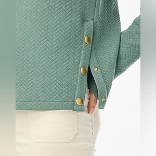 J. Crew Herringbone Mock Neck Turtleneck Sweatshirt | Size Medium