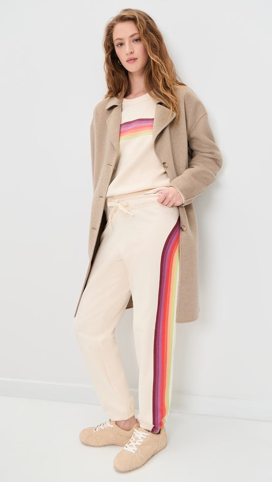 Marine Layer Cloud 9 Sweatpants in Antique White Stripe | Size Medium