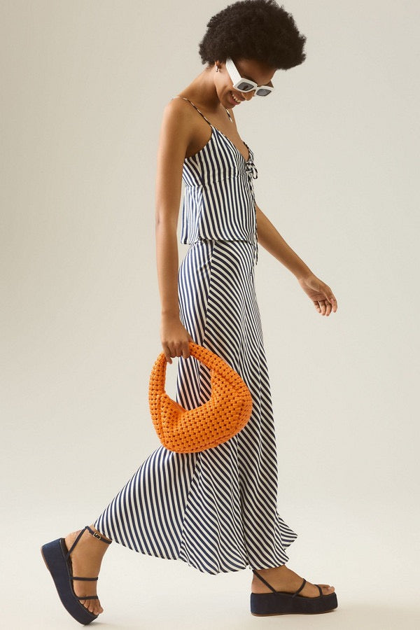 Rue Sophie Viv Striped Skirt in Navy Blue and White | Size Medium