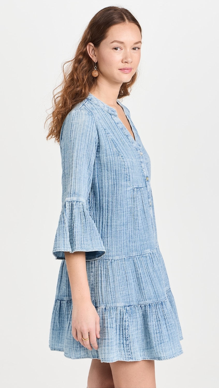 Faherty Dream Kasey Dress in Light Indigo Wash | Size Small