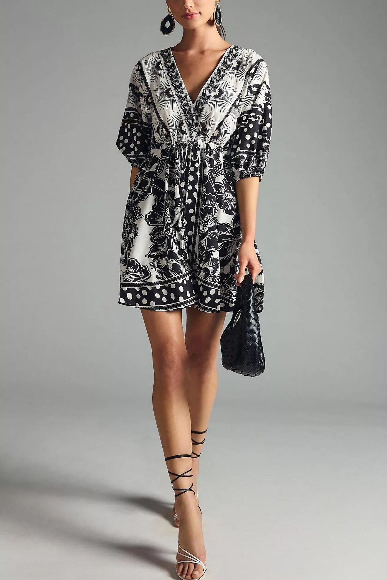 NWT Farm Rio x Anthropologie Puff-Sleeve Mini Dress | Size XS Petite
