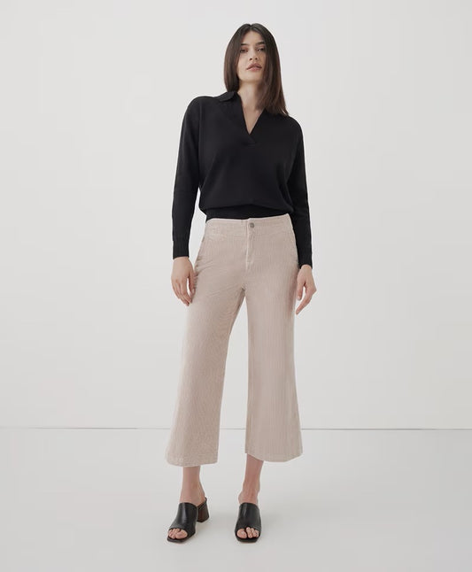 Pact Organic Cotton Wide Leg Corduroy Pants in Sand Beige | Size Medium