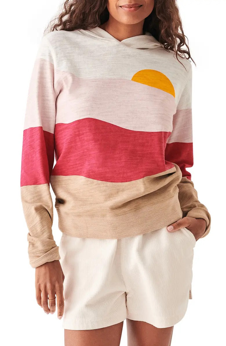 Faherty Sunset Stripe Organic Cotton Hoodie | Size Small