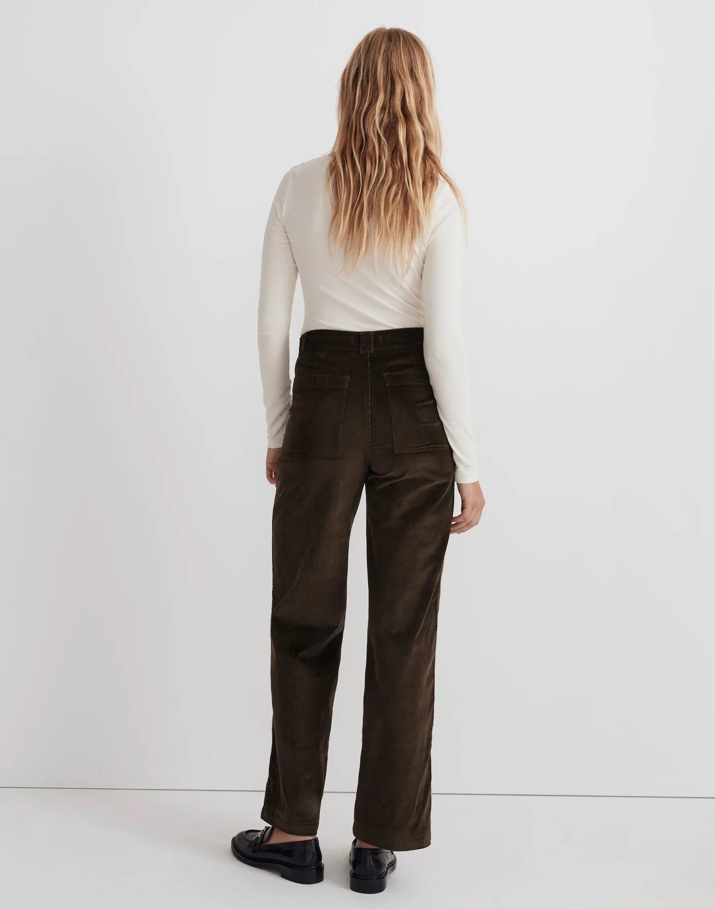 Madewell The Emmett Wide Leg Corduroy Jeans in Olive Green | Size 25