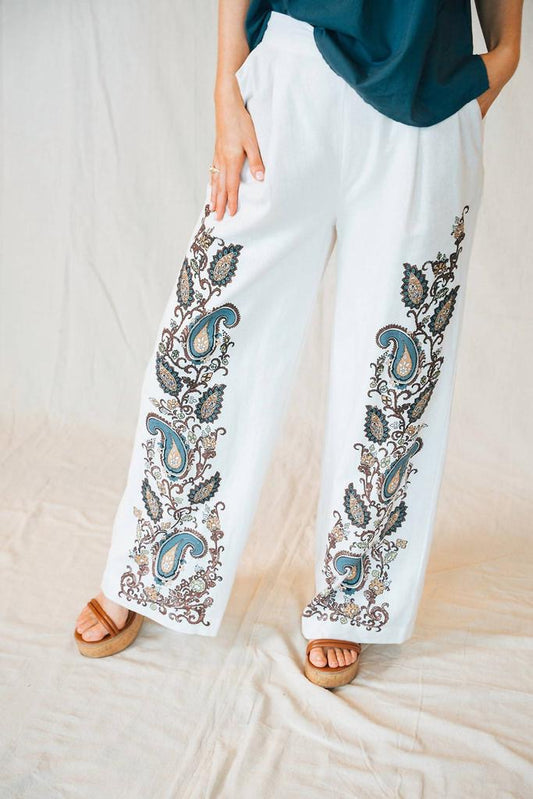 NWT Cleobella Beau Wide Leg Linen and Cotton Pants | Size Small