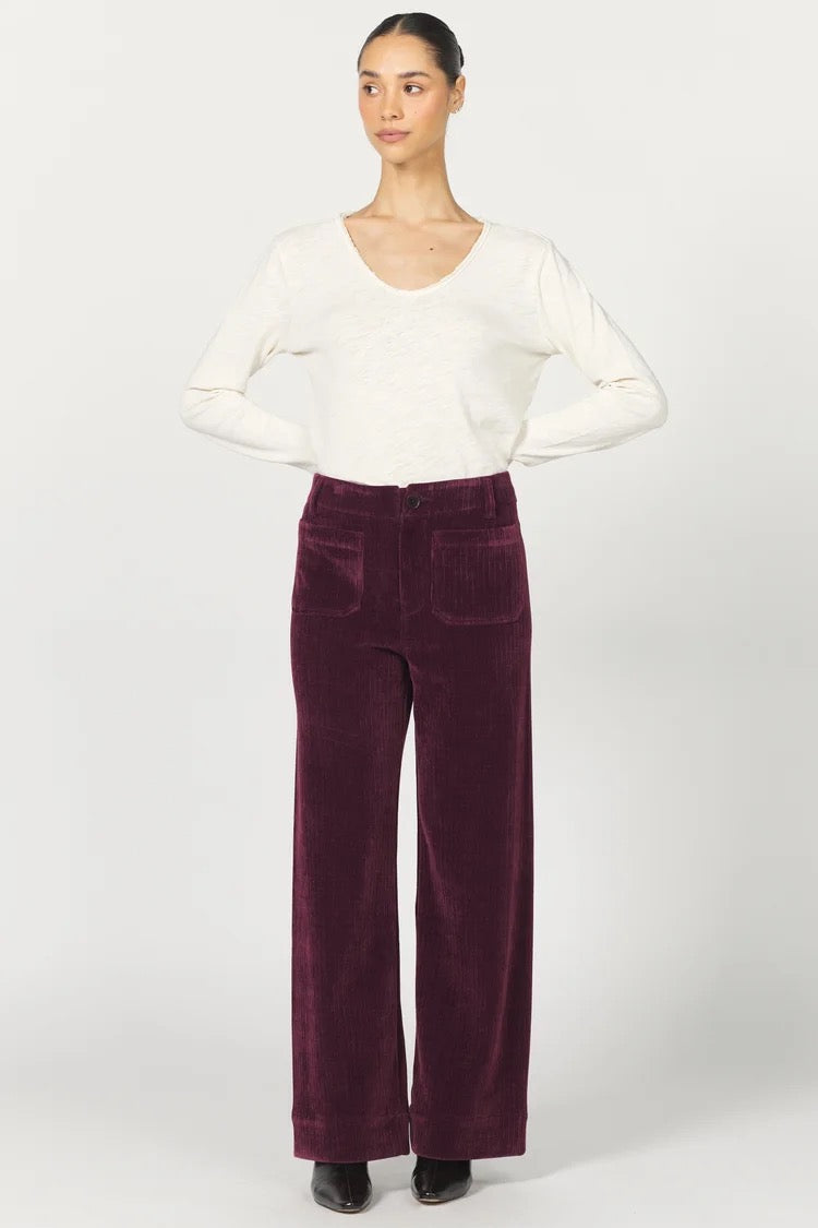 NWT Dear John Wide Leg Patch Pocket Corduroy Pants in Fig | Size 32