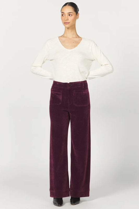 NWT Dear John Wide Leg Patch Pocket Corduroy Pants in Fig | Size 32