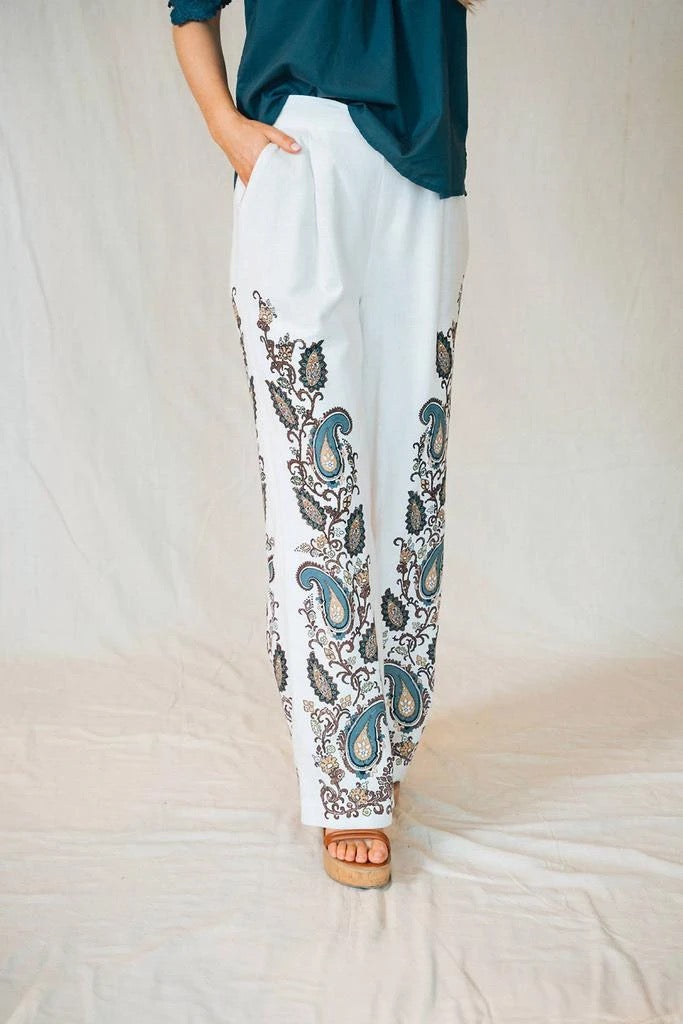 NWT Cleobella Beau Wide Leg Linen and Cotton Pants | Size Small