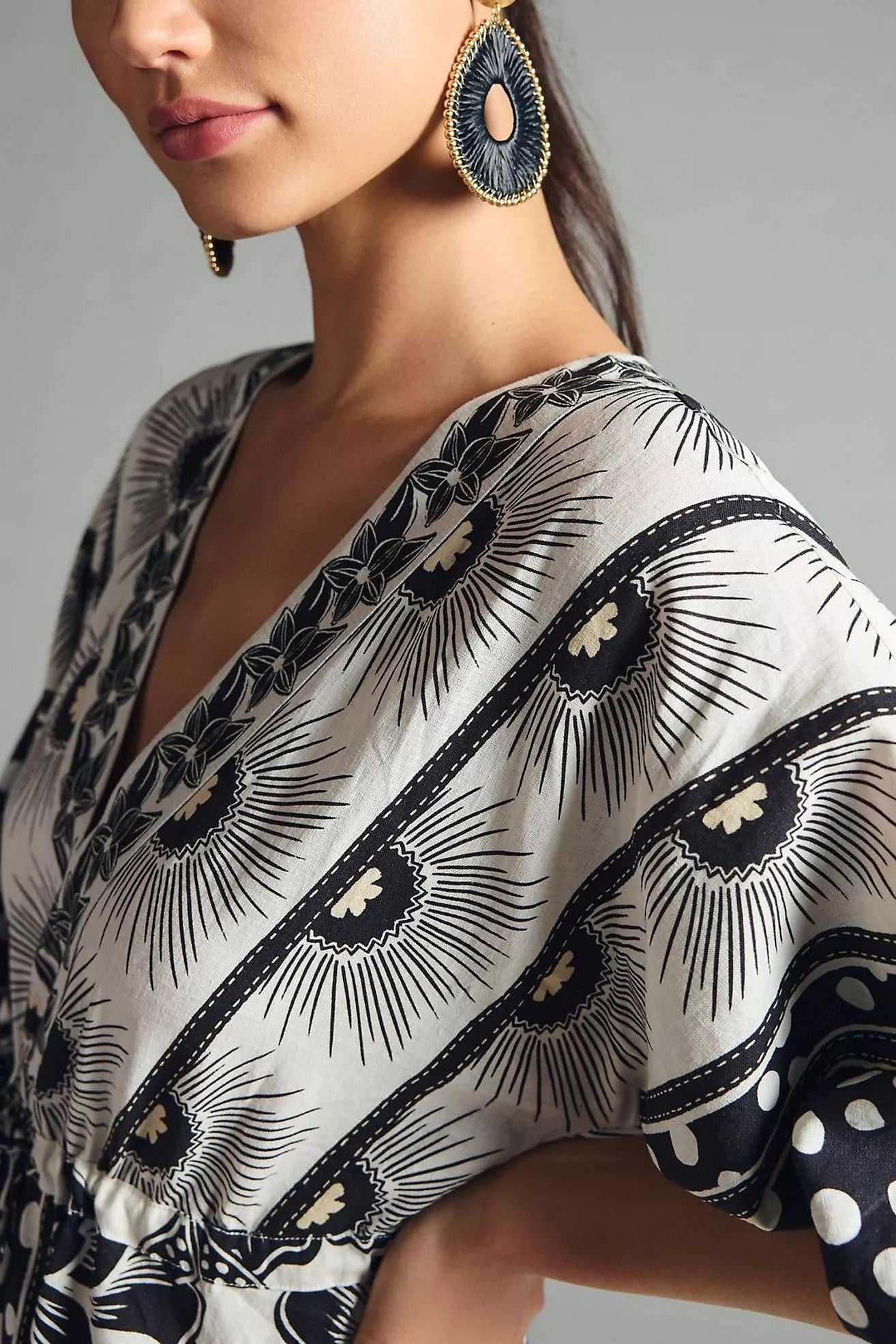 NWT Farm Rio x Anthropologie Puff-Sleeve Mini Dress | Size XS Petite