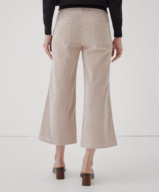 Pact Organic Cotton Wide Leg Corduroy Pants in Sand Beige | Size Medium