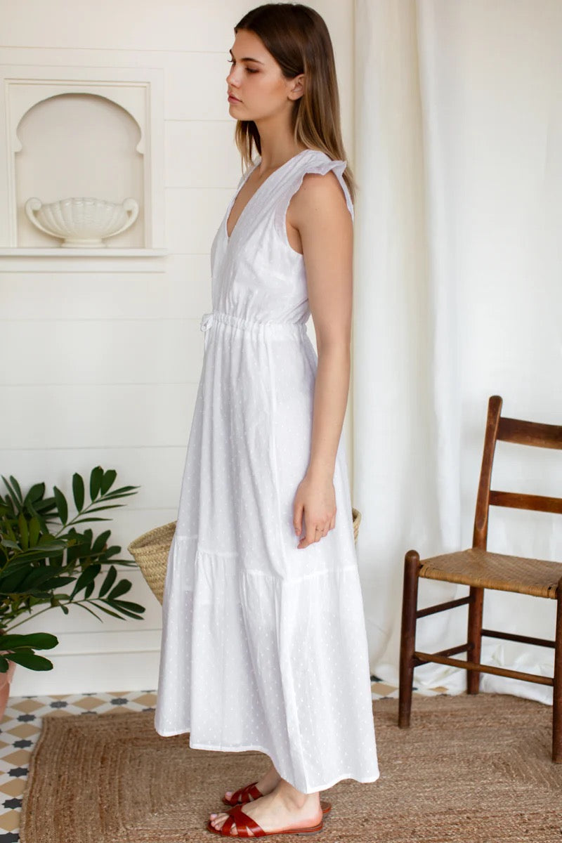 NWT Emerson Fry White Swiss Dot Cotton Dress | Size Large