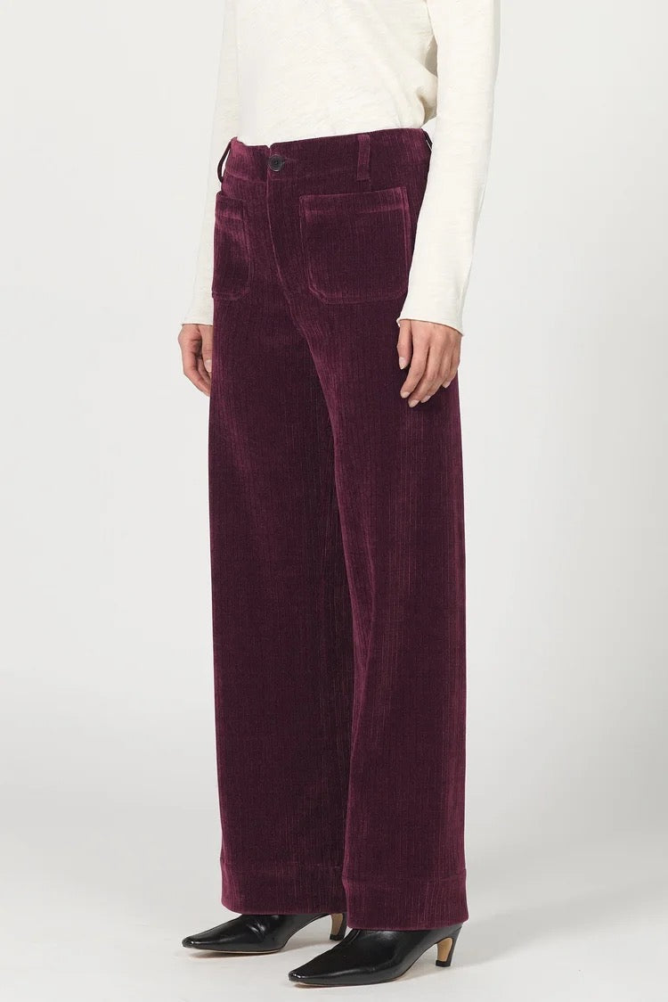 NWT Dear John Wide Leg Patch Pocket Corduroy Pants in Fig | Size 32