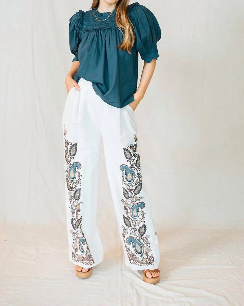 NWT Cleobella Beau Wide Leg Linen and Cotton Pants | Size Small
