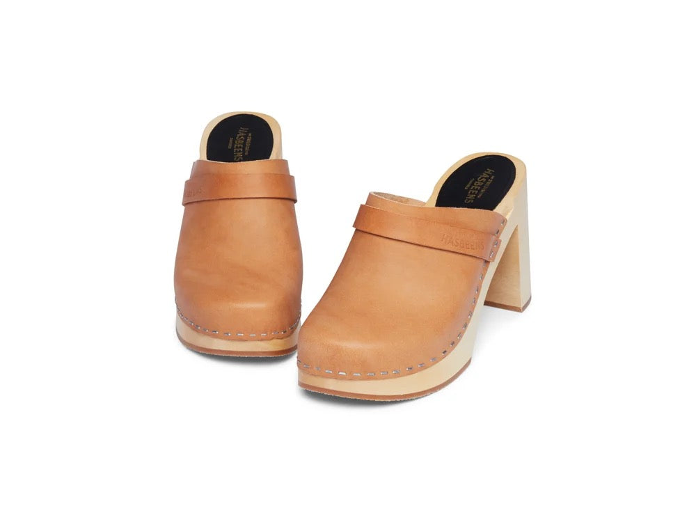 Swedish Hasbeens Husband Ski High Wooden Platform Clogs | Size 40