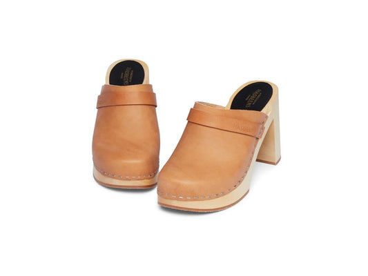 Swedish Hasbeens Husband Ski High Wooden Platform Clogs | Size 40