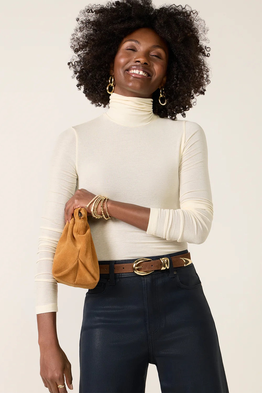 NWT Agolde Pascale Turtleneck in Oatmilk | Size Small