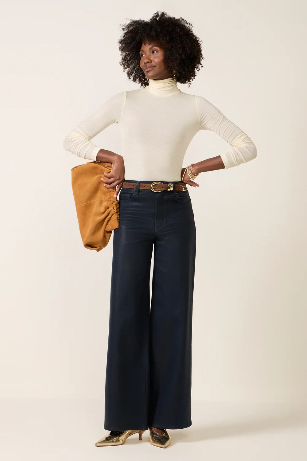 NWT Agolde Pascale Turtleneck in Oatmilk | Size Small