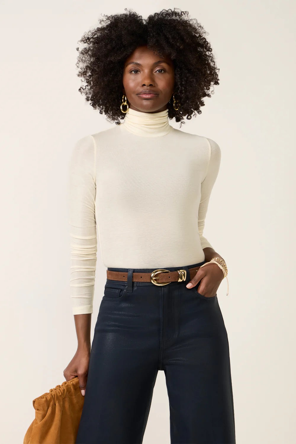 NWT Agolde Pascale Turtleneck in Oatmilk | Size Small
