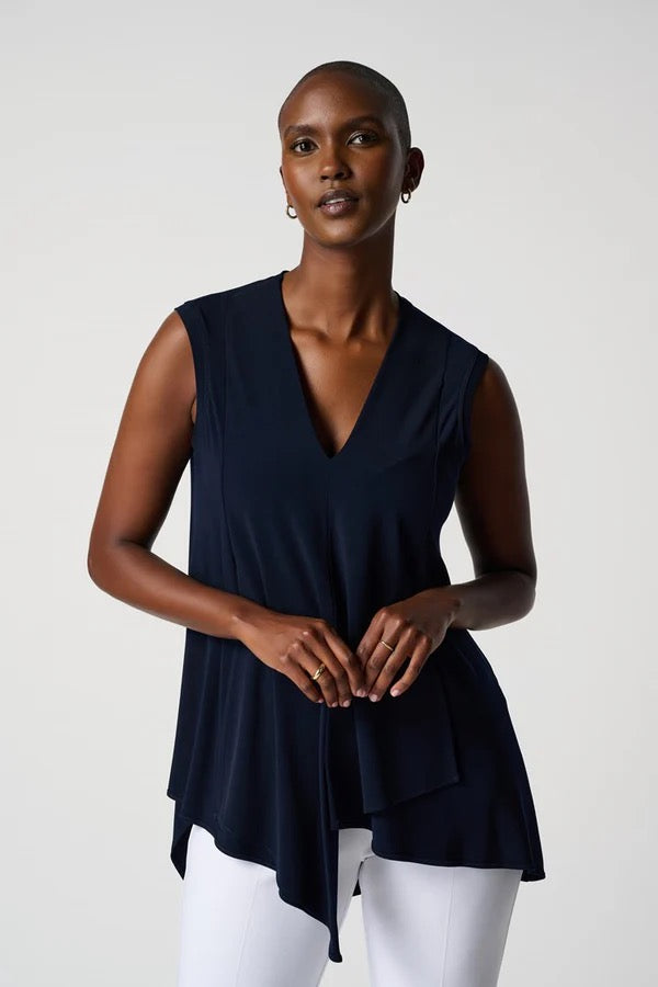 Joseph Ribkoff Asymmetrical Sleeveless Tunic in Navy Blue | Size 10