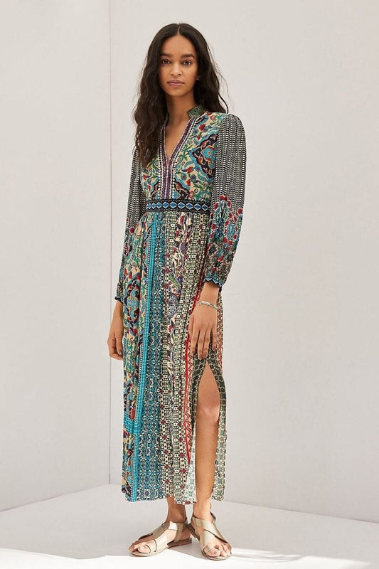 NWT Anthropologie We Select Dresses Bhanuni by Jyoti Patterned Maxi Dress Size 2