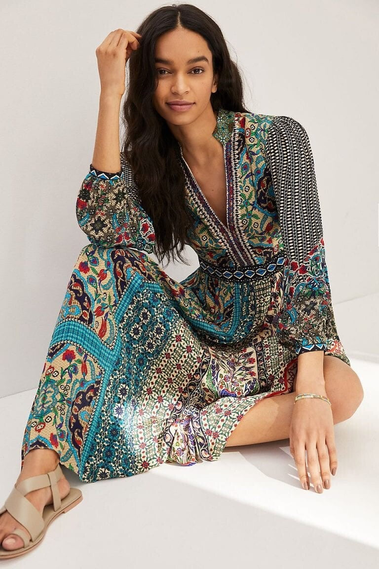 NWT Anthropologie We Select Dresses Bhanuni by Jyoti Patterned Maxi Dress Size 2