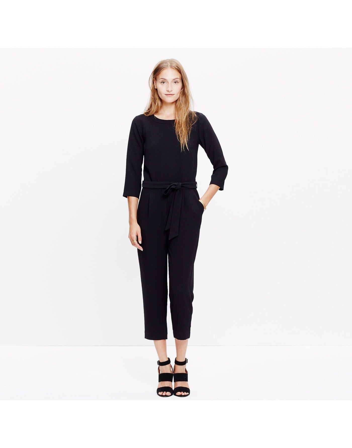Madewell Sloan Crepe Jumpsuit in True Black | Size 12