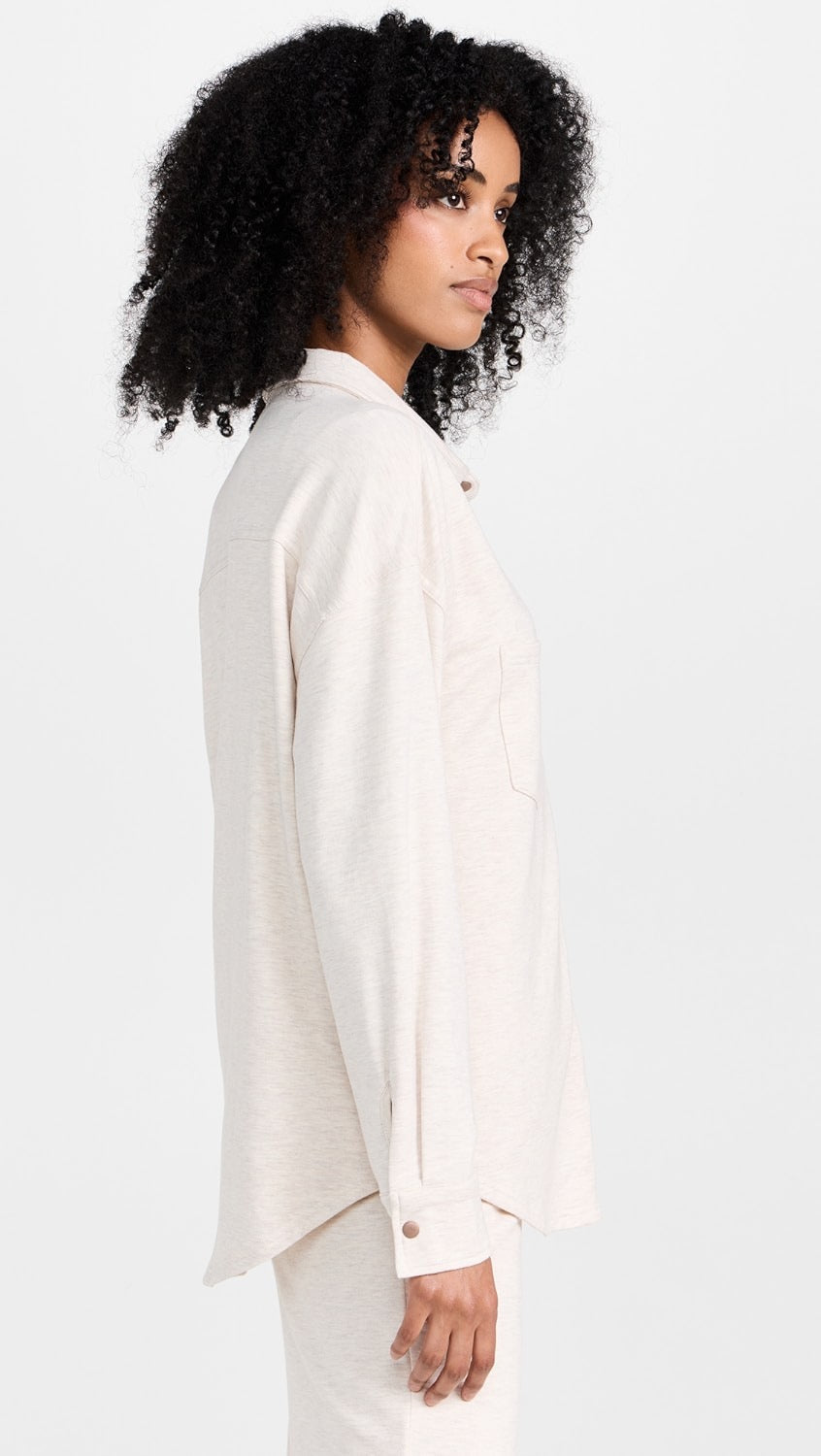 Z Supply WFH Shirt Jacket in Light Oatmeal Heather | Size Large